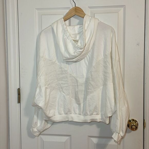 PINK white full zip Hoodie, batwing sleeves, Large - Picture 6 of 8